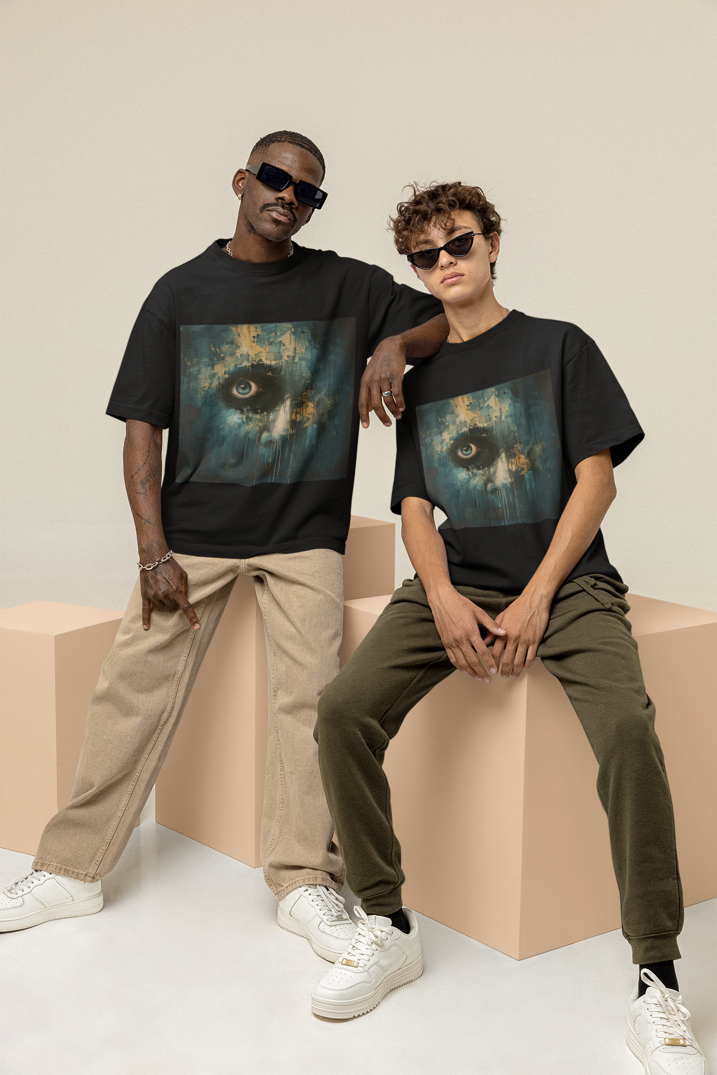 GOODLUCK Oversized Tee – Vision’s Gaze (White & Black Edition)