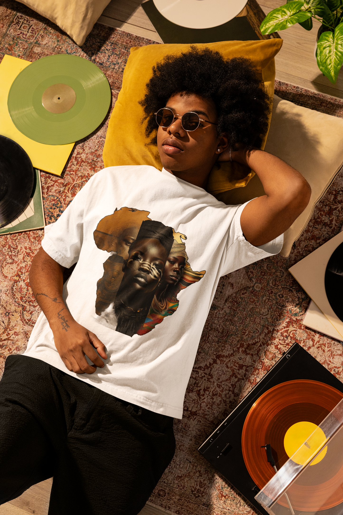 GOODLUCK Oversized Tee – Motherland Spectrum (White & Black Edition)